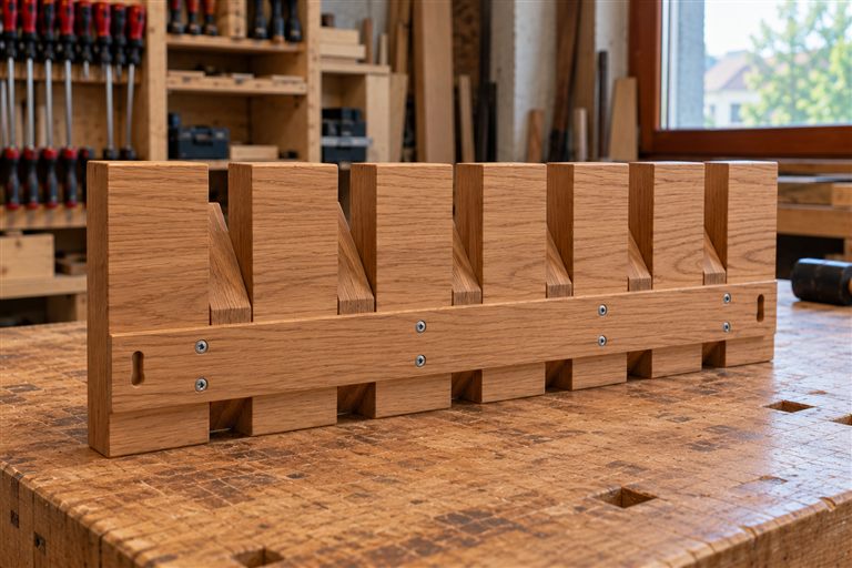 Rückseite der Garderobe mit Montageleiste